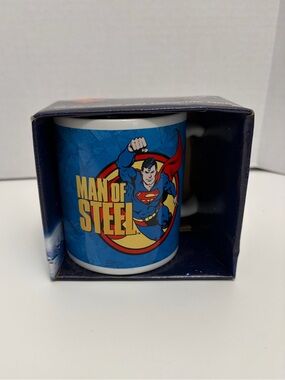 Vandor DC Comics Superman Man Of Steel Ceramic Coffee Mug Blue NIB